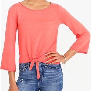 J. Crew Tie-Front Coral Sweater w/ Bell Sleeves L